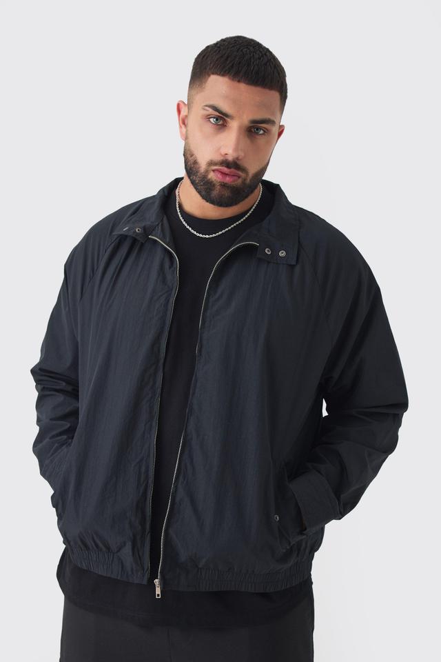 Plus Zip Up Lightweight Funnel Neck Jacket | boohooMAN USA Product Image