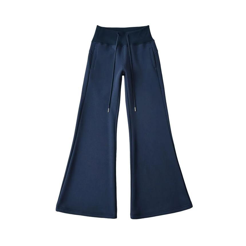 Drawstring Waist Plain Flared Sweatpants Product Image