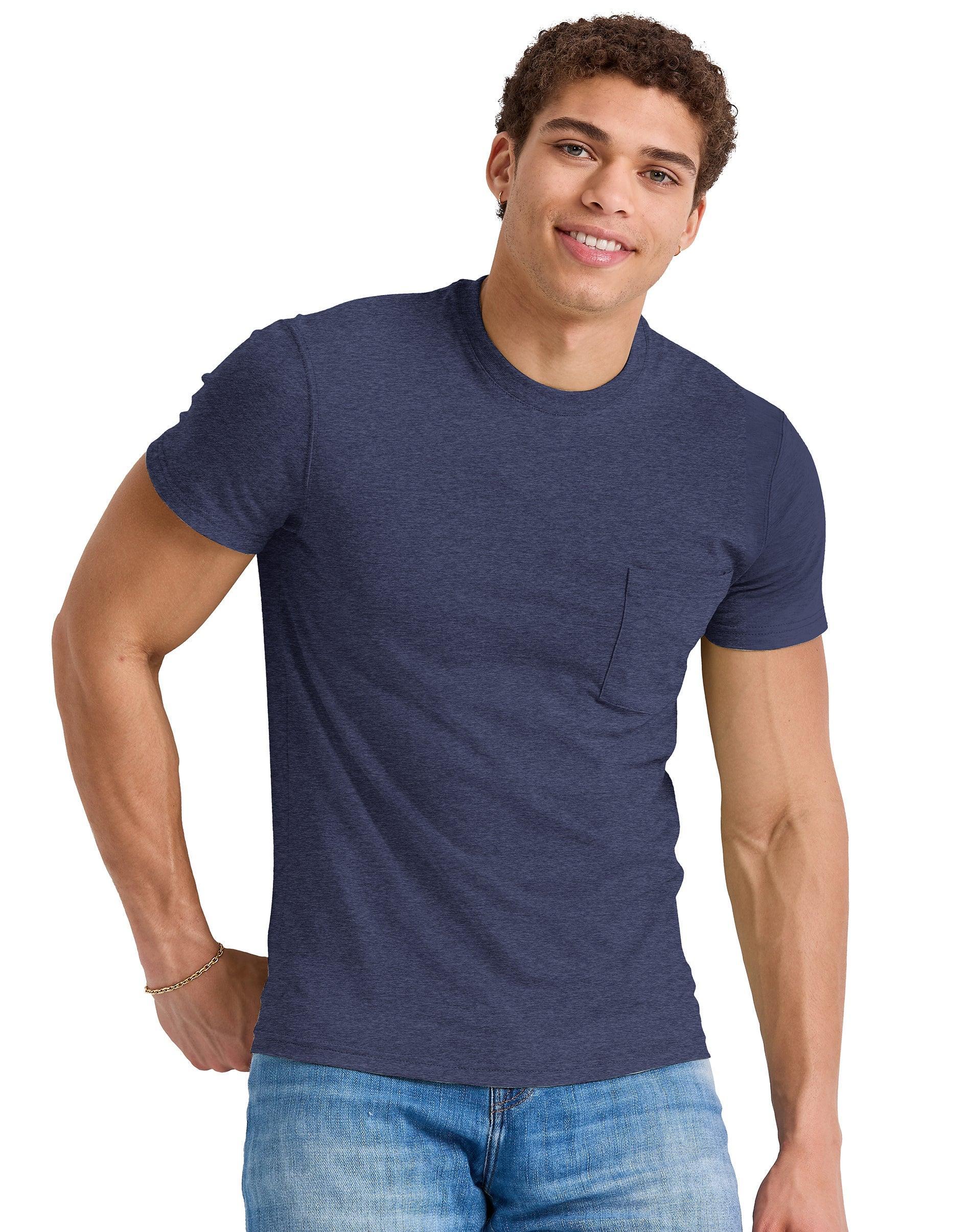 Mens Hanes Originals Cotton Short Sleeve Pocket T-shirt Product Image