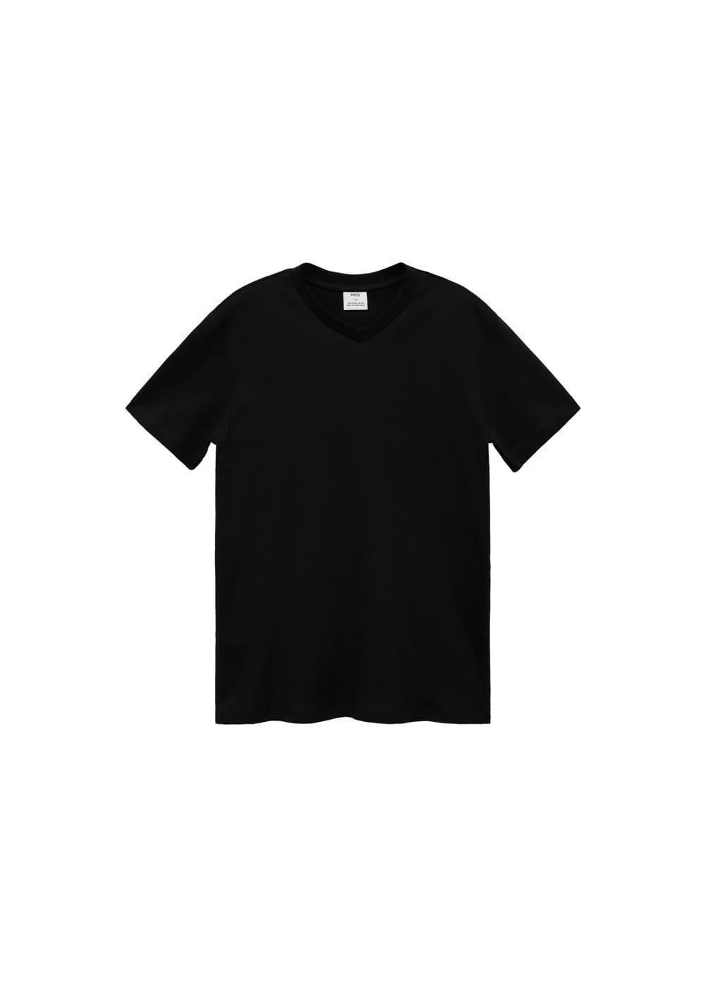 MANGO MAN - Slim-fit cotton V-neck t-shirt blackMen Product Image