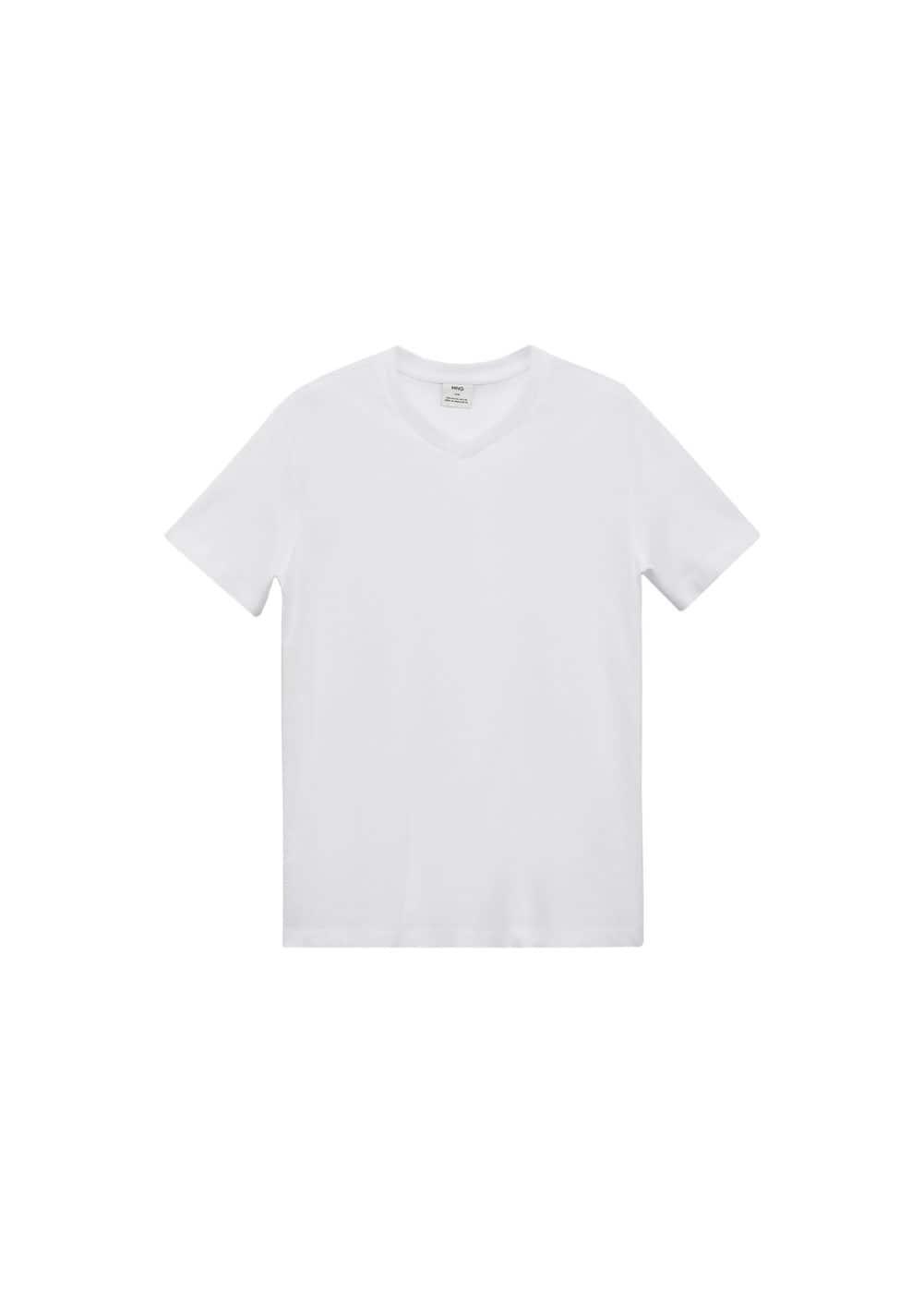 MANGO MAN - Slim-fit cotton V-neck t-shirt whiteMen Product Image