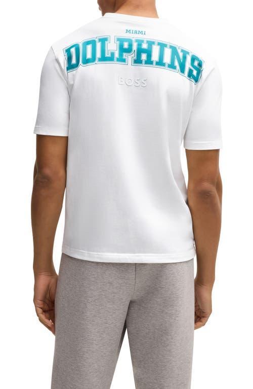 HUGO BOSS Boss X Nfl Stretch-cotton T-shirt With Special Branding In Dolphins Product Image