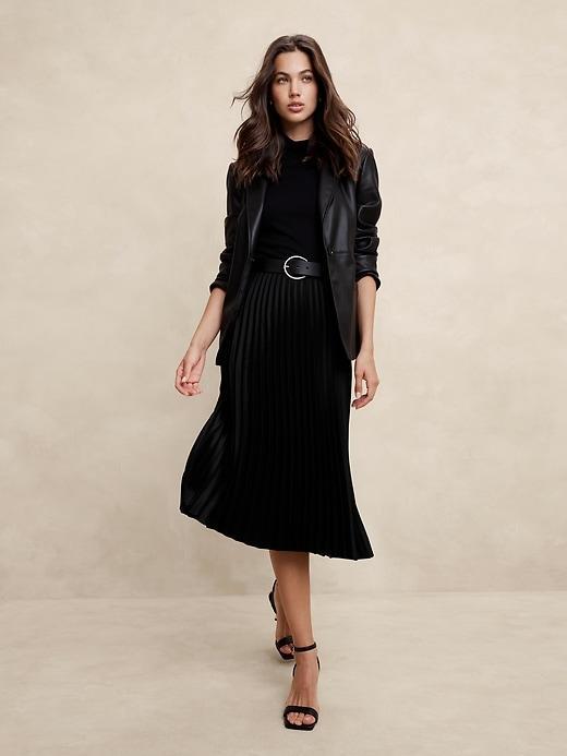 Silky Pleated Midi Skirt Product Image