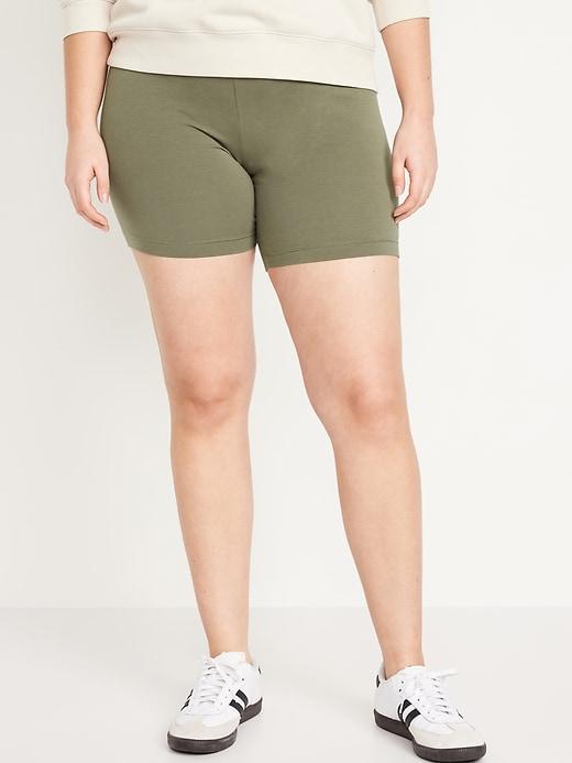 High-Waisted Jersey Biker Shorts -- 6-inch inseam Product Image