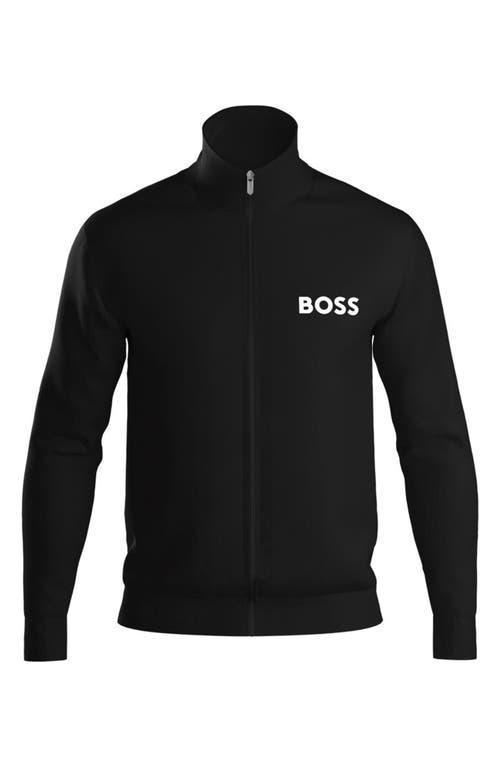 Boss Ease Cotton Logo Print Full Zip Jacket Regular Fit Product Image