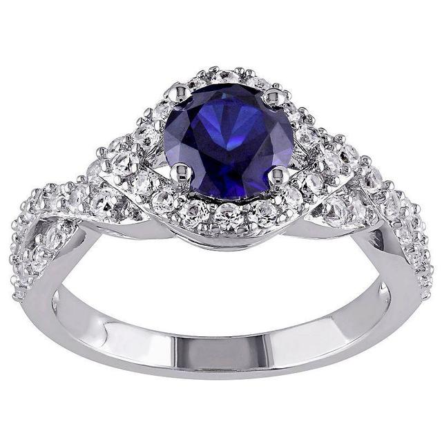 Stella Grace Sterling Silver Lab-Created Blue & White Sapphire Twist Ring, Womens Product Image