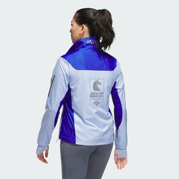 adidas Boston Marathon 2025 Own the Run Celebration Jacket Blue Dawn M Womens Product Image