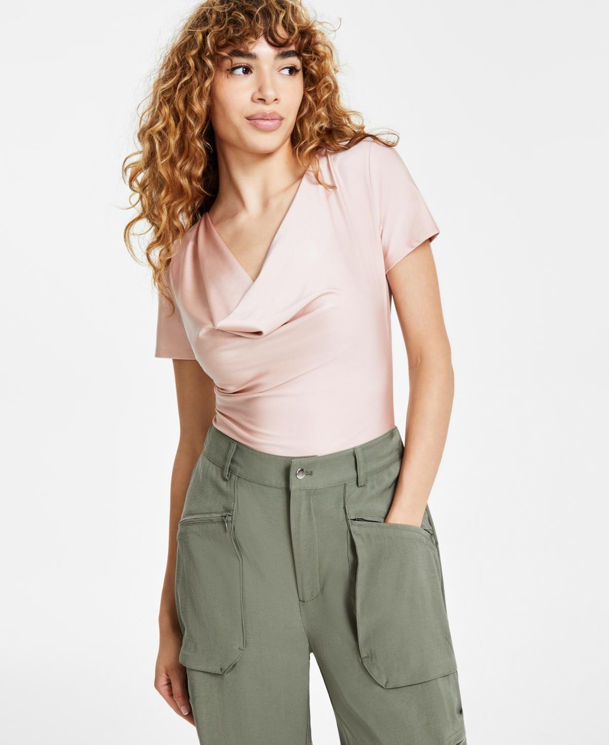 Women's Short-Sleeve Cowlneck Bodysuit, Created for Macy's Product Image