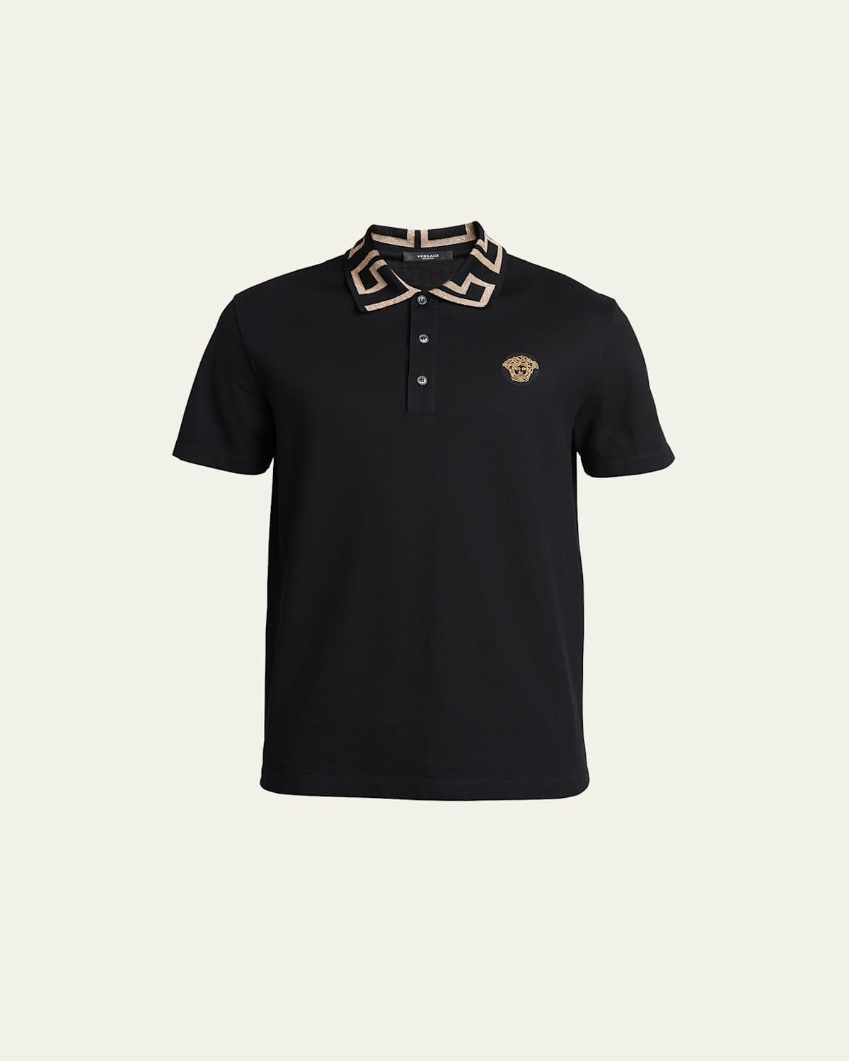 Versace Metallic Greca Collar Piqu Polo Product Image