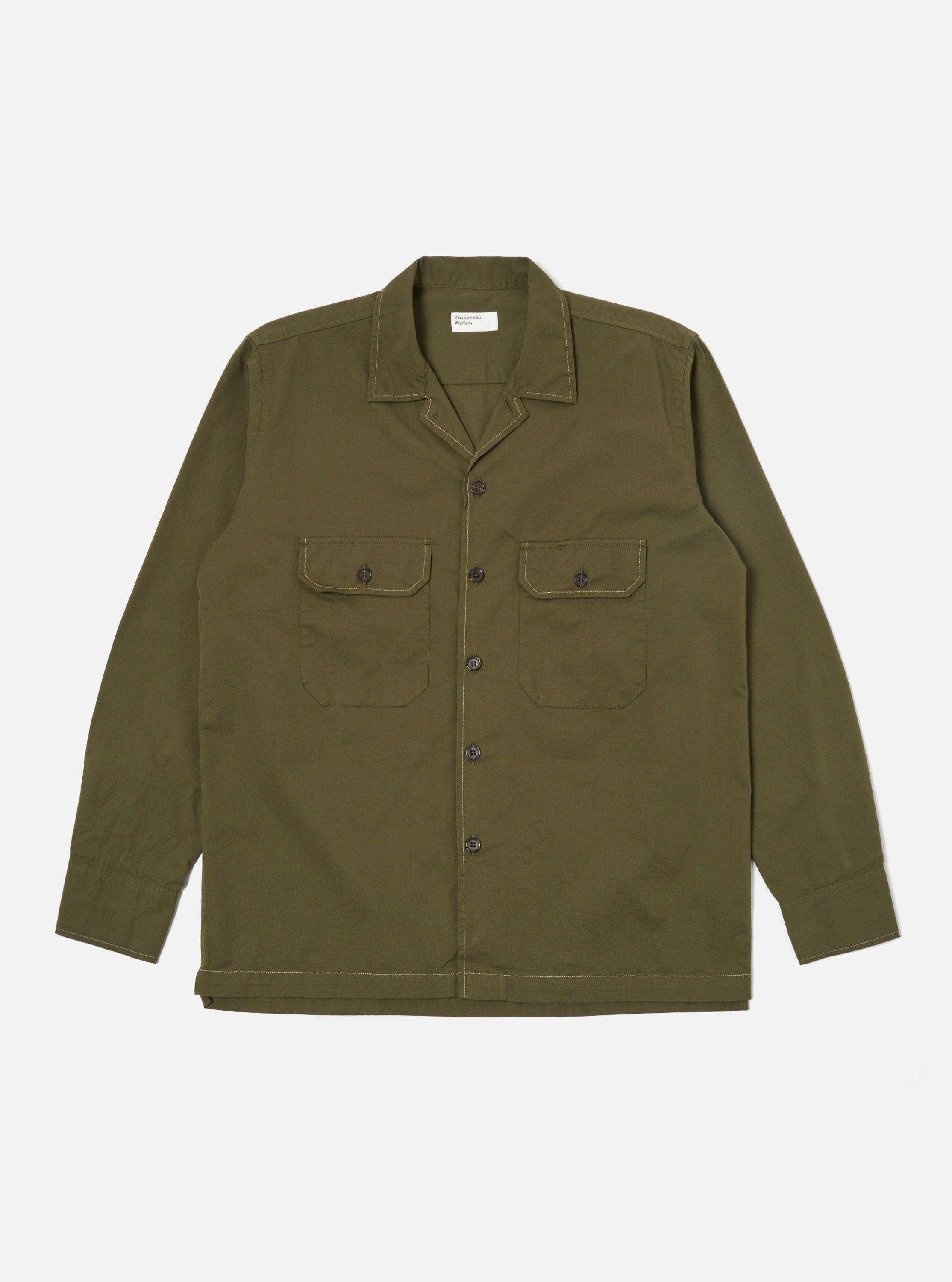 Universal Works L/S Utility Shirt in Olive Military Shirting Product Image