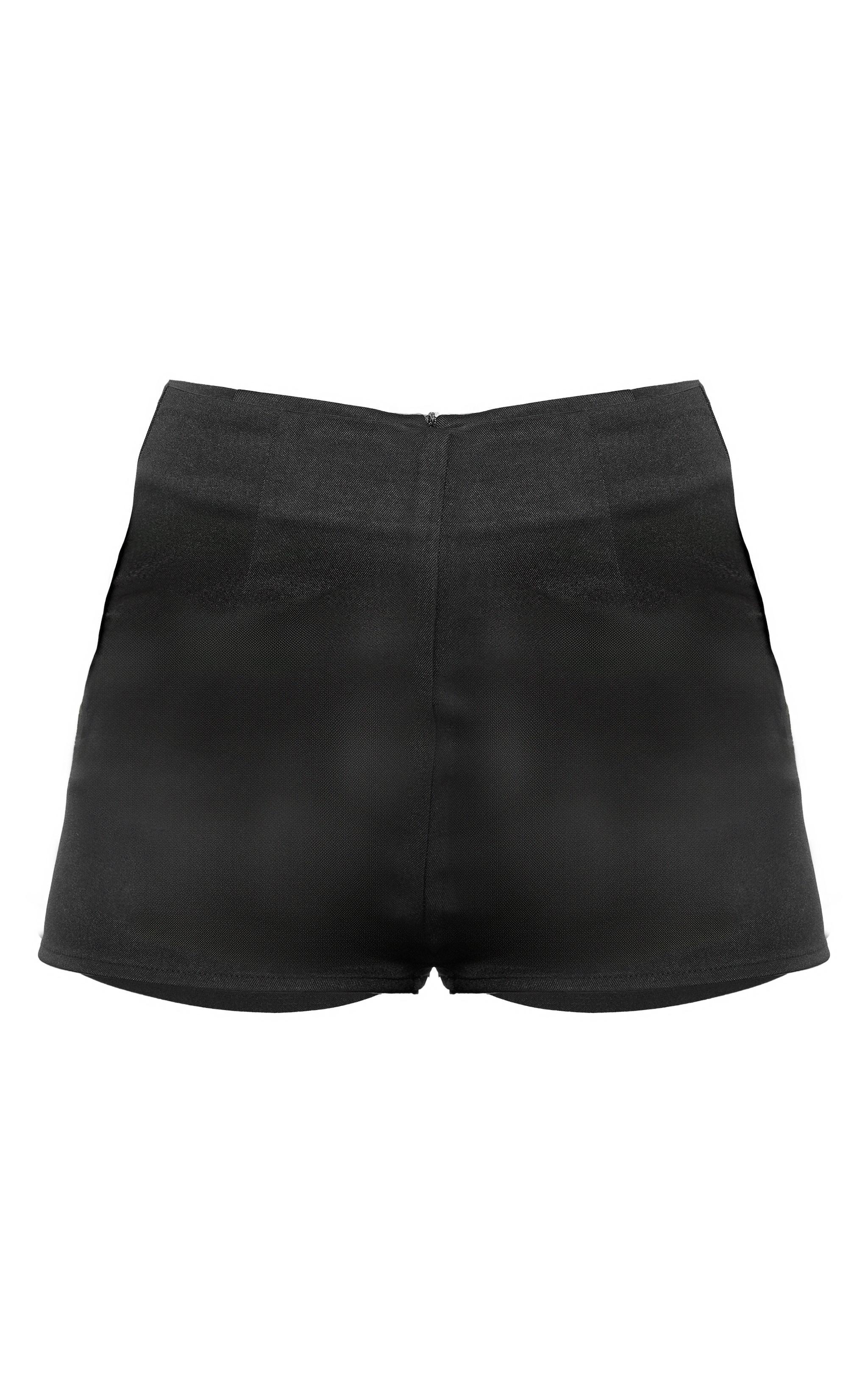 Black Tailored Woven High Waisted Shorts Product Image