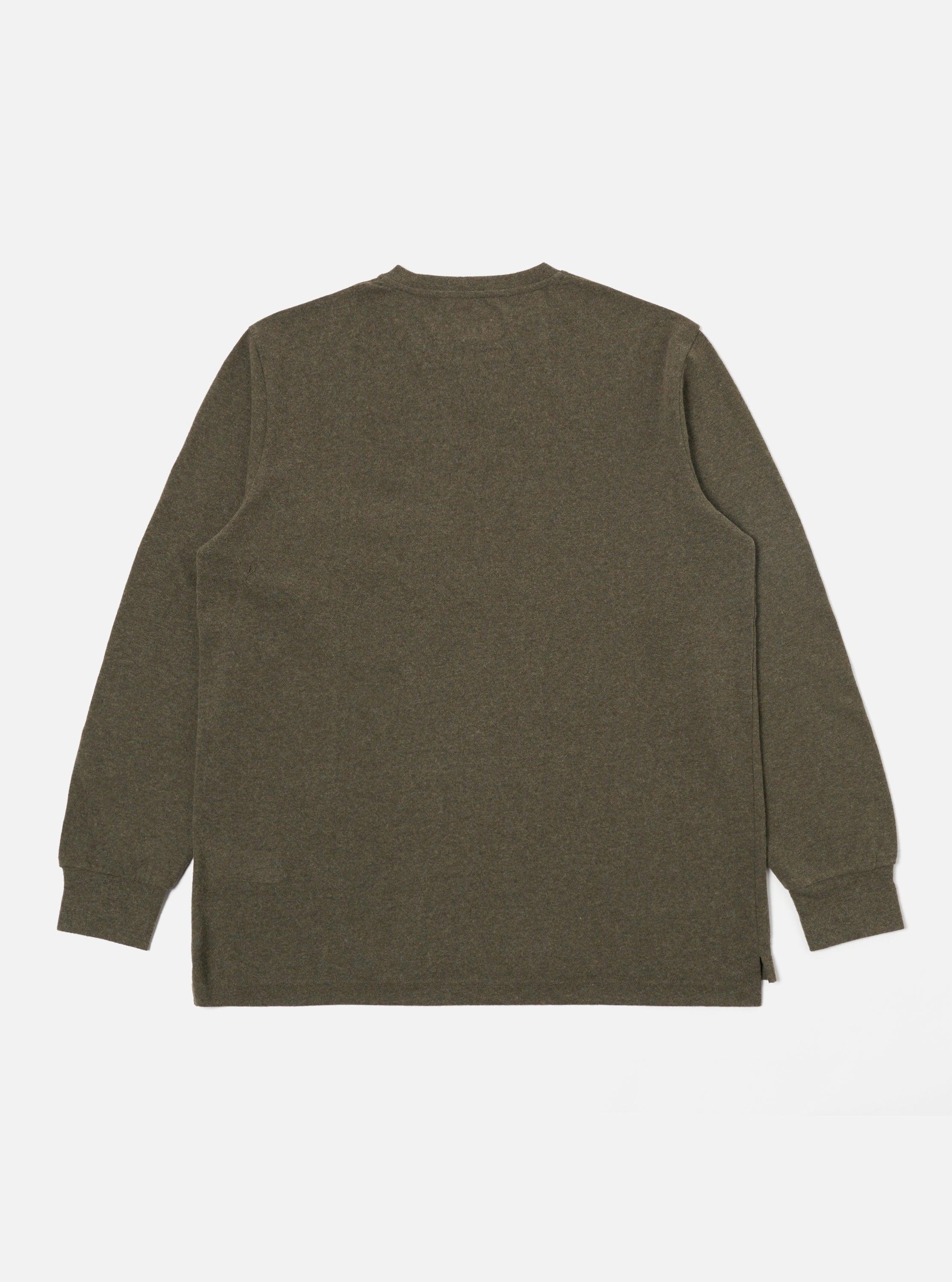 Universal Works Loose L/S Tee in Olive Recycled Wool Mix Product Image