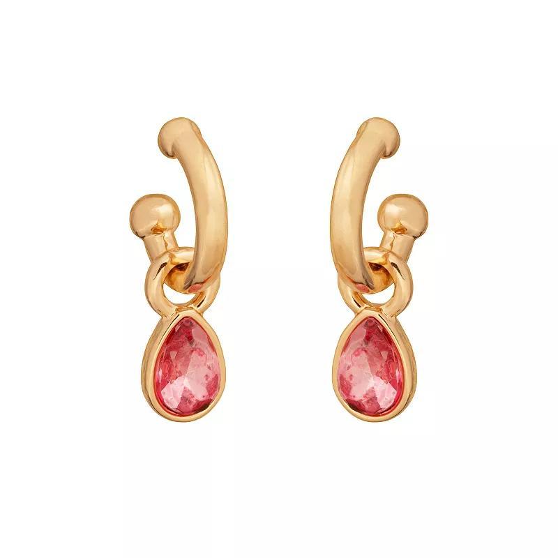 LC Lauren Conrad Gold Tone Pear Shape Hoop Earrings, Womens, Pink Product Image