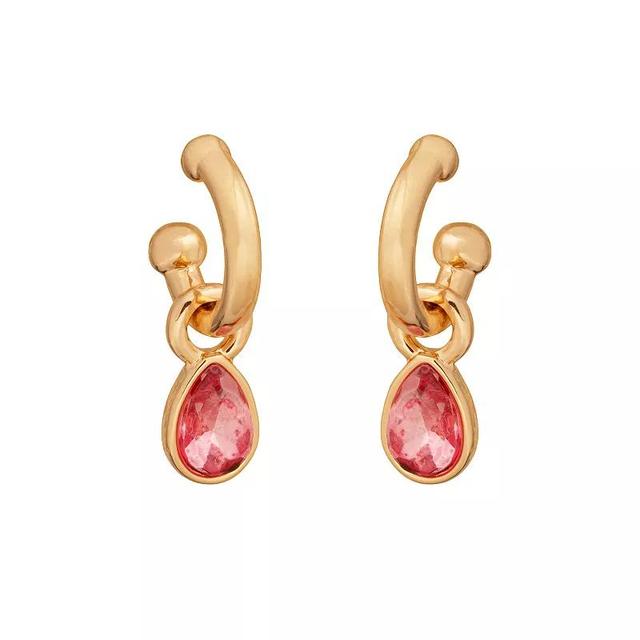 LC Lauren Conrad Gold Tone Pear Shape Hoop Earrings, Womens, Pink Product Image