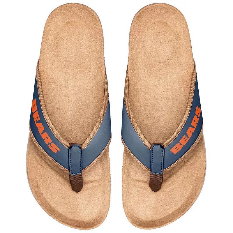 Mens FOCO Chicago Bears Cork Flip Flops Blue Product Image