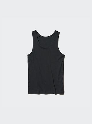 Mens Dry Color Ribbed Tank Top Black Medium UNIQLO US Product Image