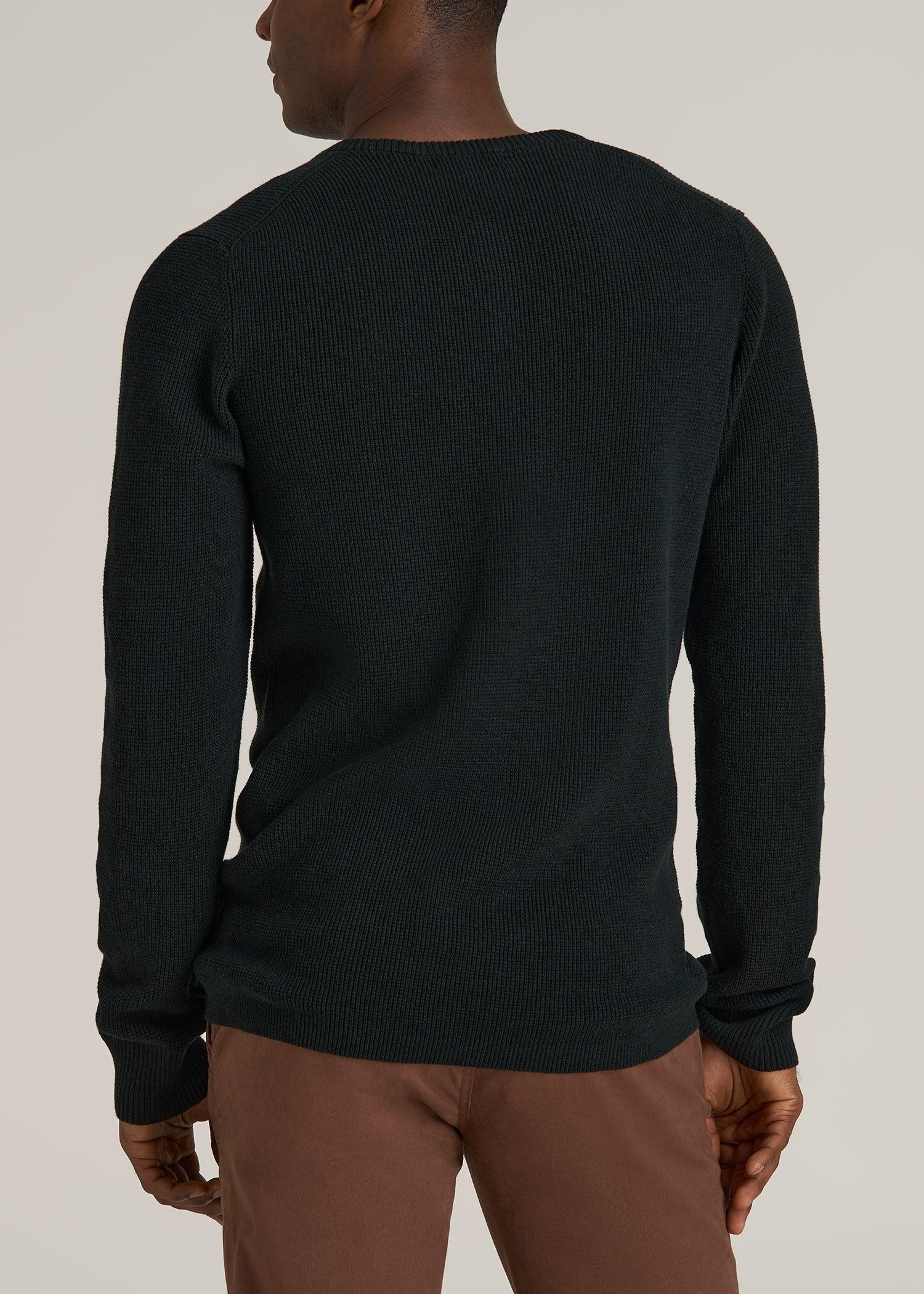 Waffle Knit Henley Sweater for Tall Men in Midnight Green Male Product Image