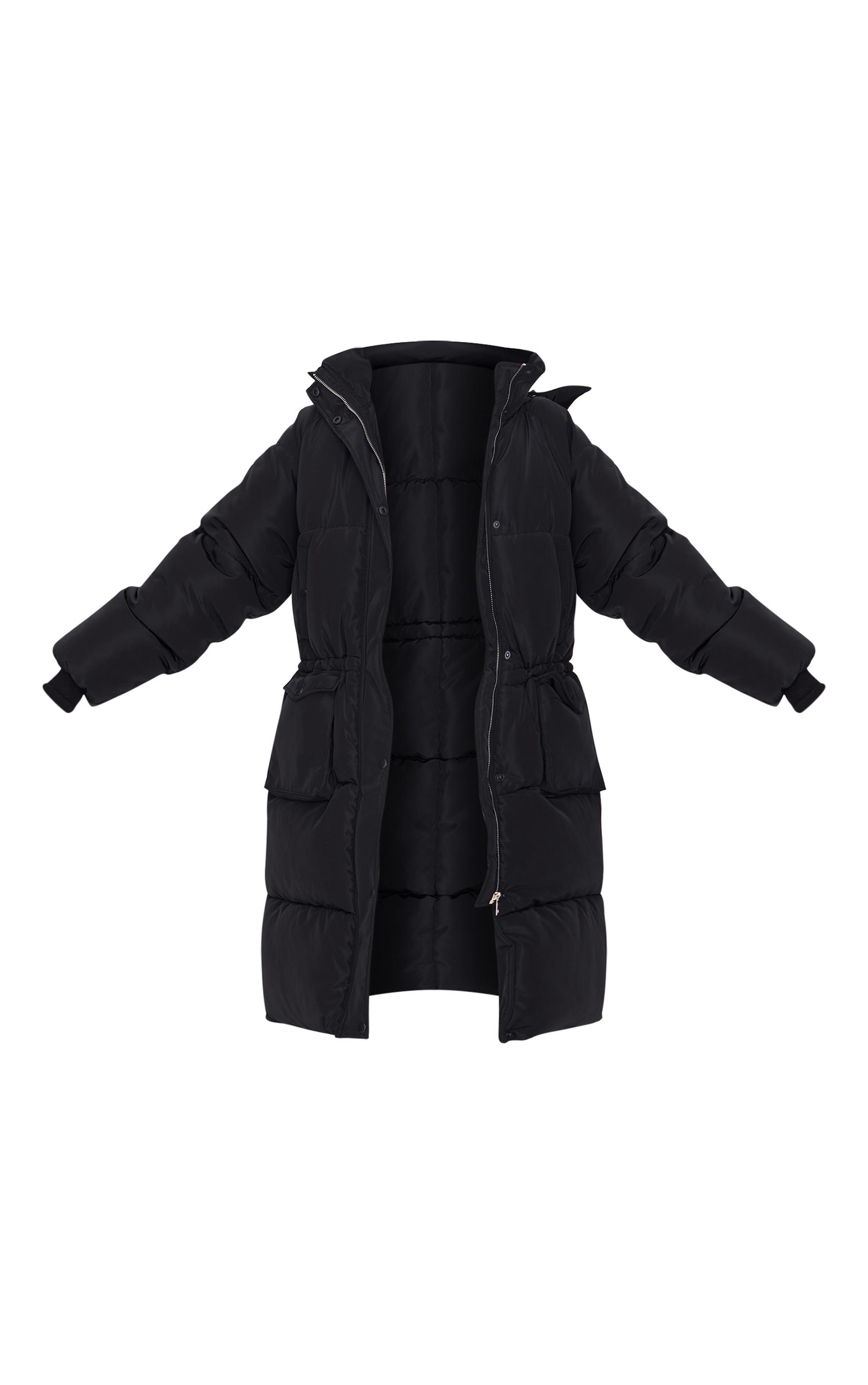 Tall Black Longline Oversized Puffer Coat Product Image