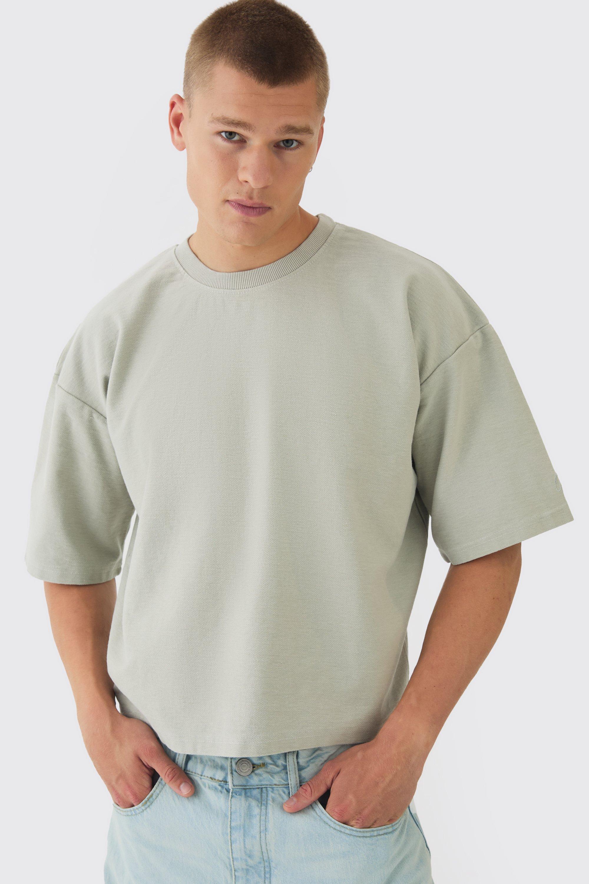 Oversized Extra Boxy Half Sleeve Reverse Loopback T-shirt | boohooMAN USA Product Image