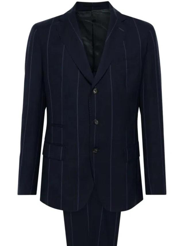 Pinstripe Single-breasted Suit In Blue Product Image