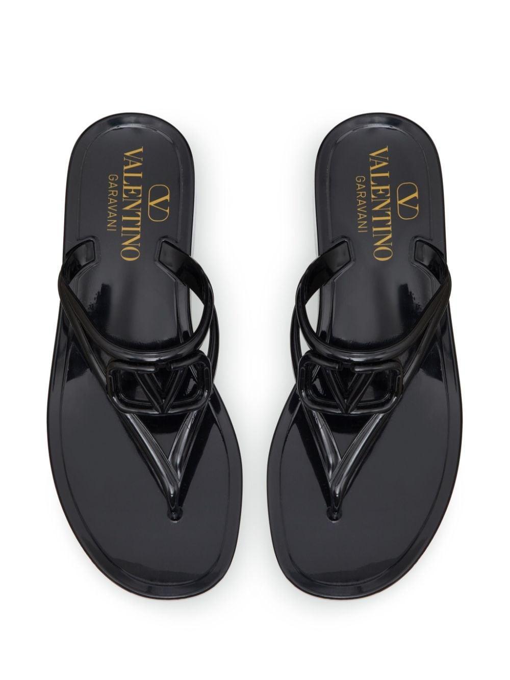 VALENTINO GARAVANI Vlogo Jelly Wedge Flip Flop In Black Product Image