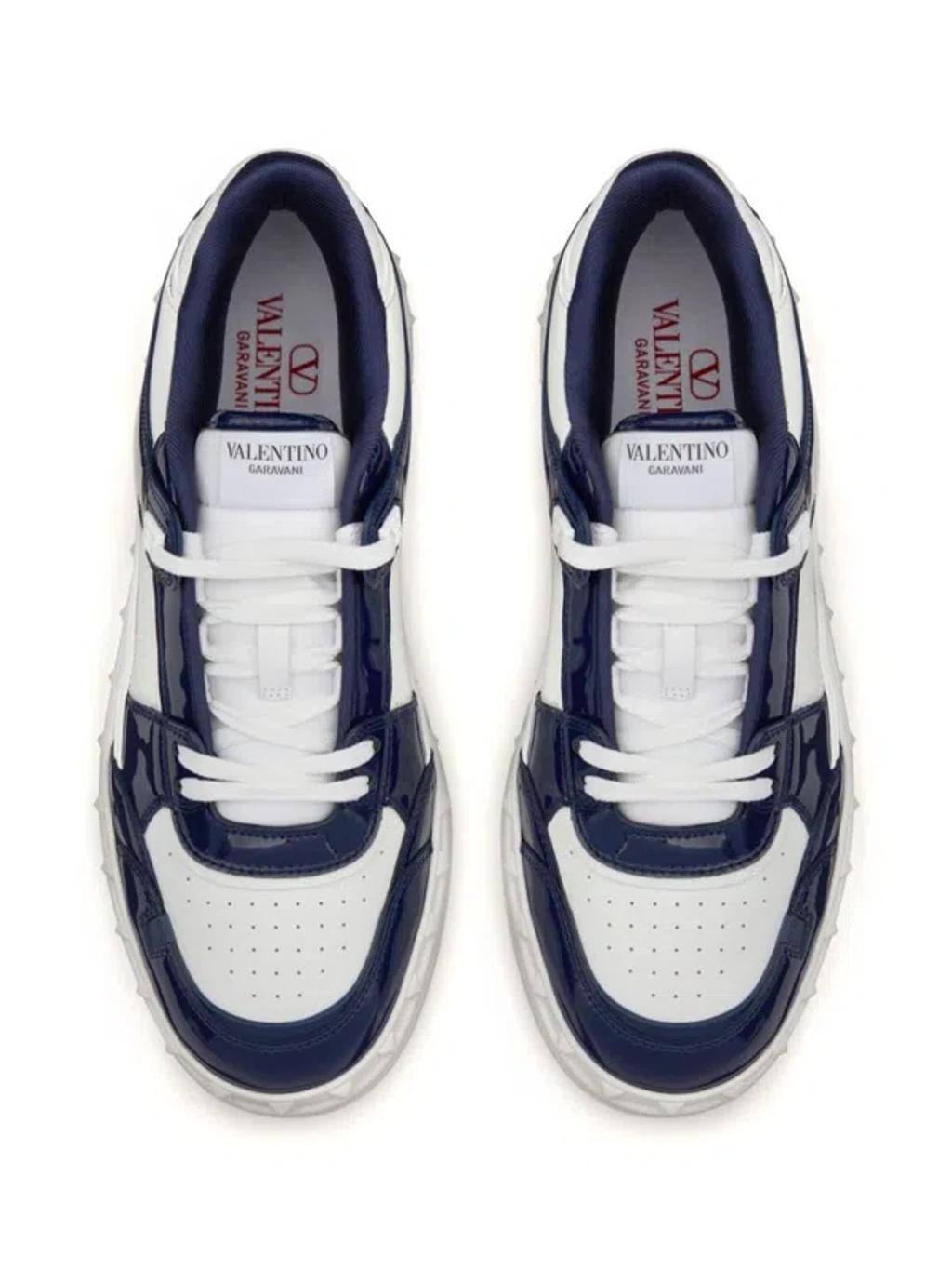 VALENTINO GARAVANI Freedots Leather Sneakers In Blue Product Image