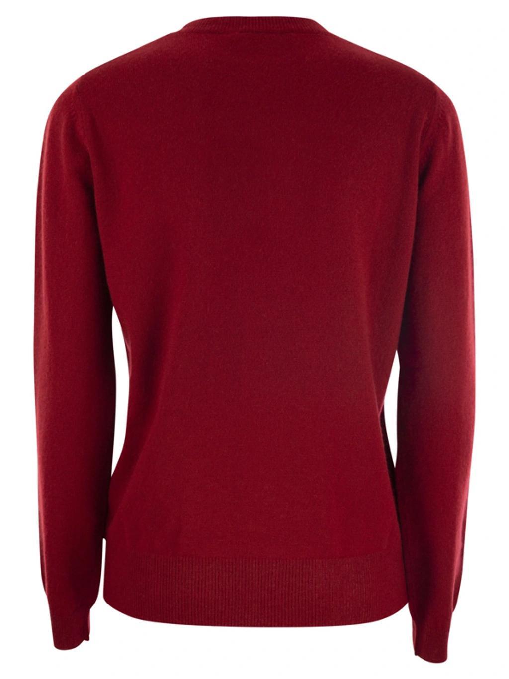 Bari Wool And Cashmere Sweater With Embroidery In Red Product Image