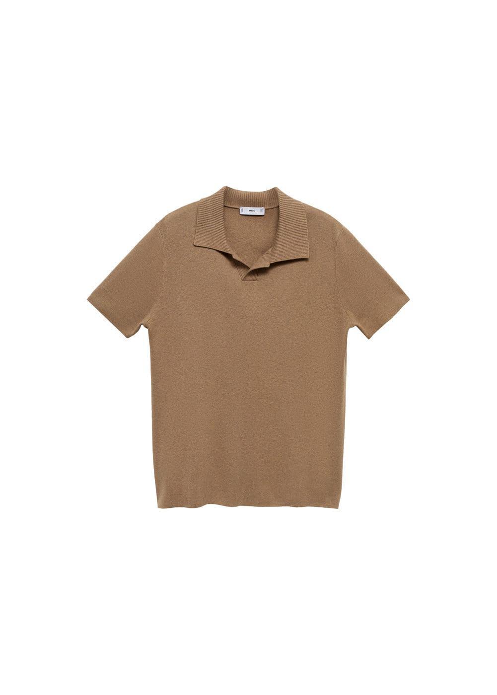 MANGO MAN - Textured knitted cotton polo shirt medium brownMen Product Image