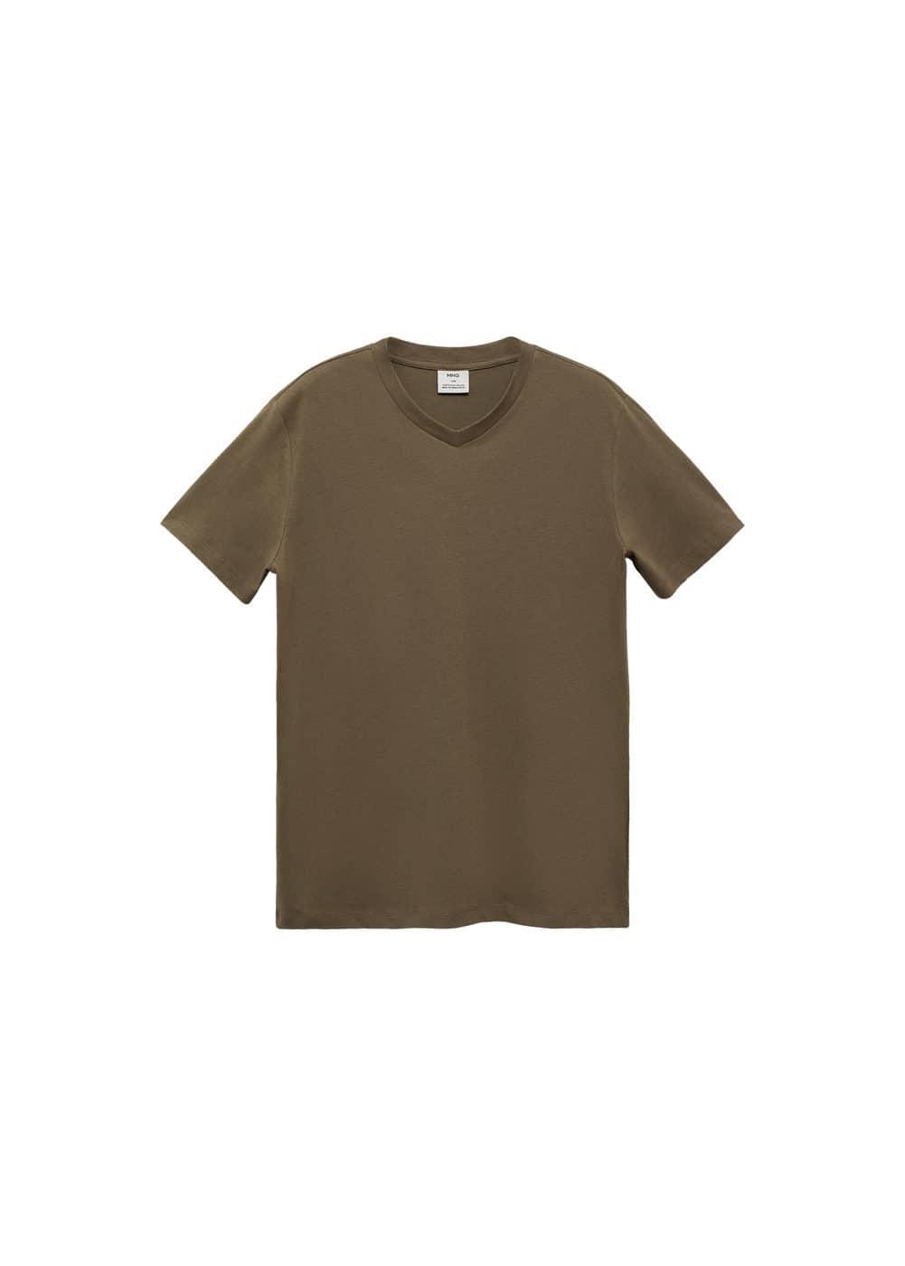 MANGO MAN - Slim-fit cotton V-neck t-shirt medium brownMen Product Image