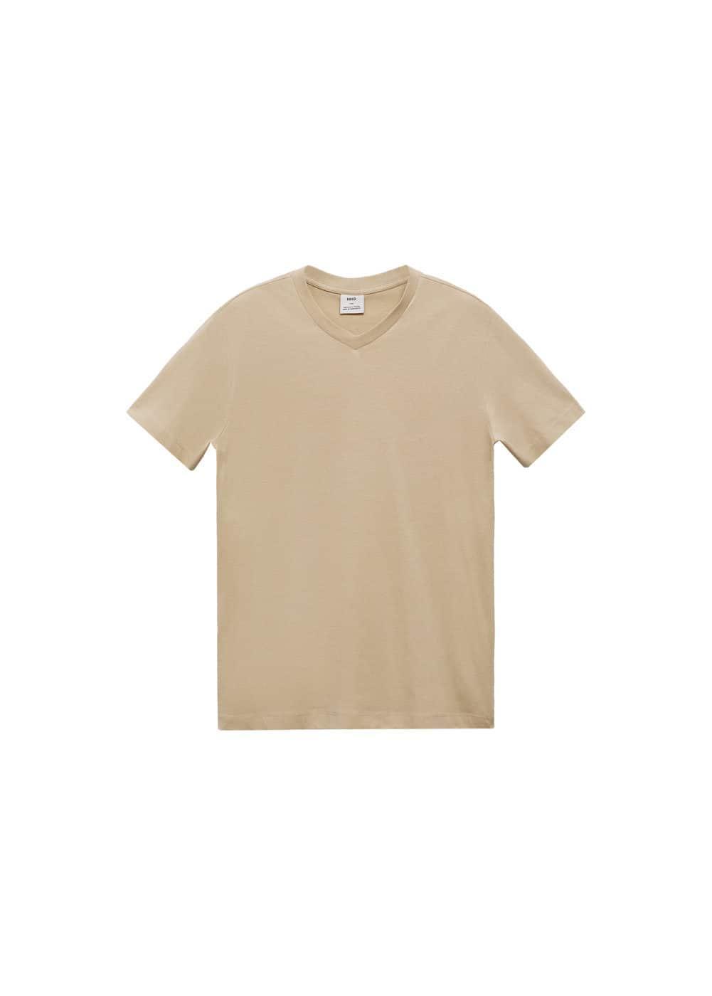 MANGO MAN - Slim-fit cotton V-neck t-shirt beigeMen Product Image