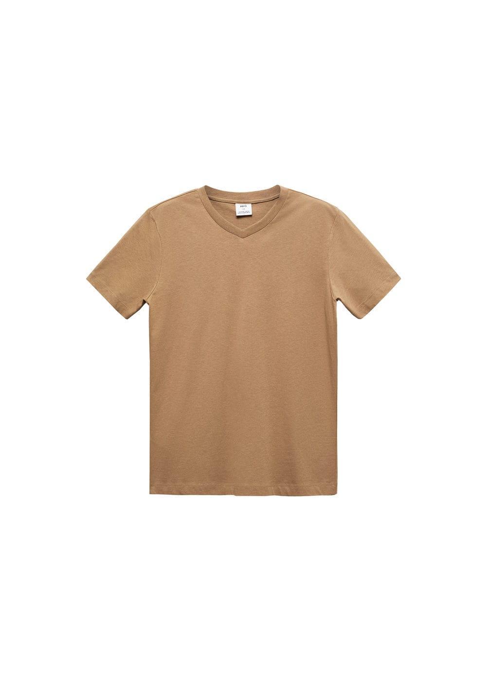 MANGO MAN - Basic cotton V-neck T-shirt medium brownMen Product Image