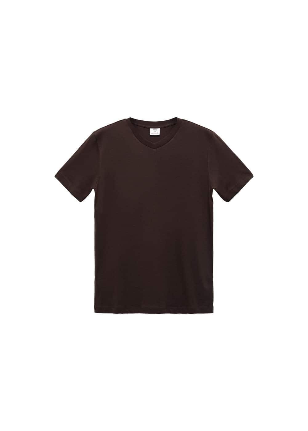 MANGO MAN - Basic cotton V-neck T-shirt burgundyMen Product Image