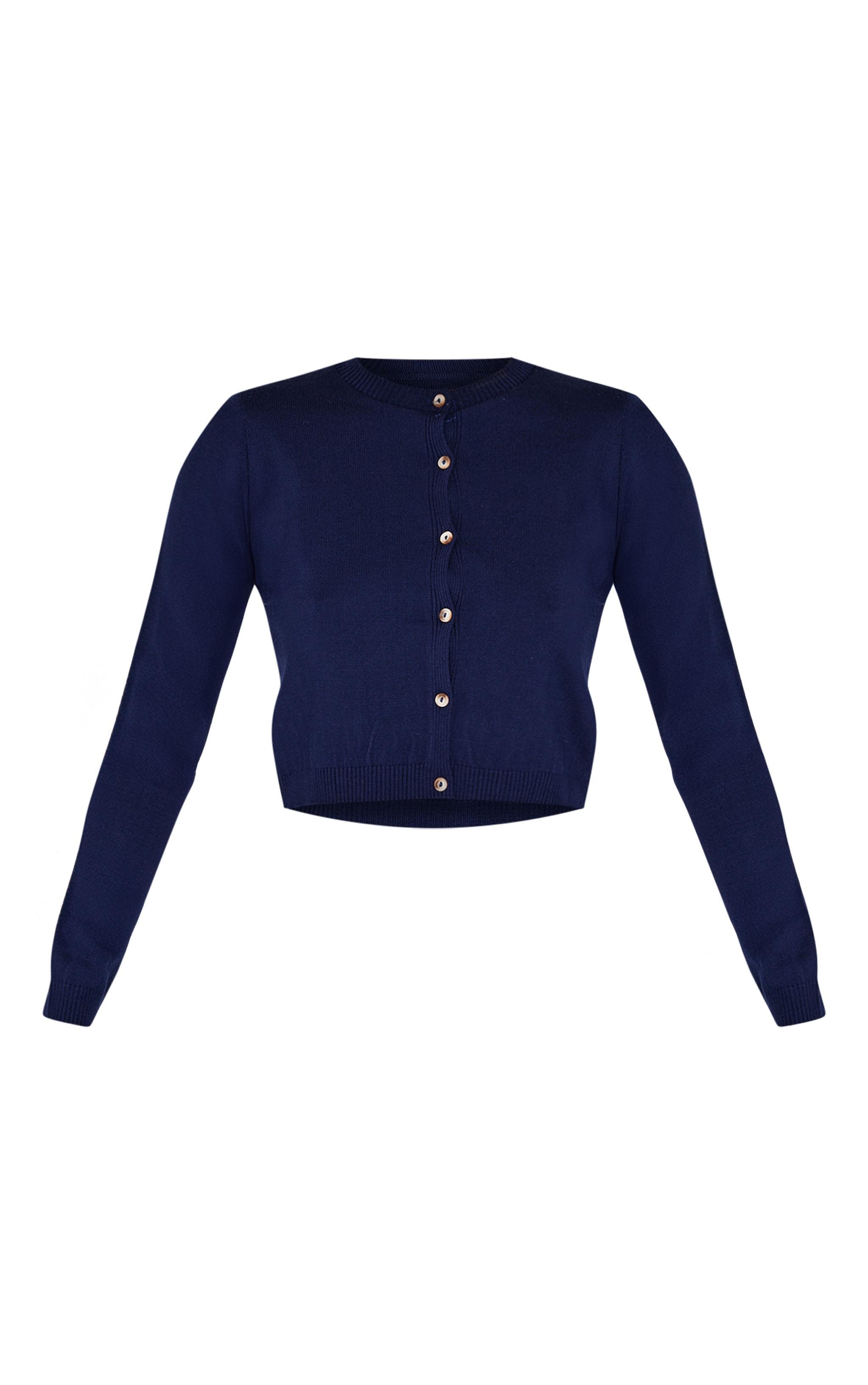 Navy Basic Button Up Knit Cardigan Product Image