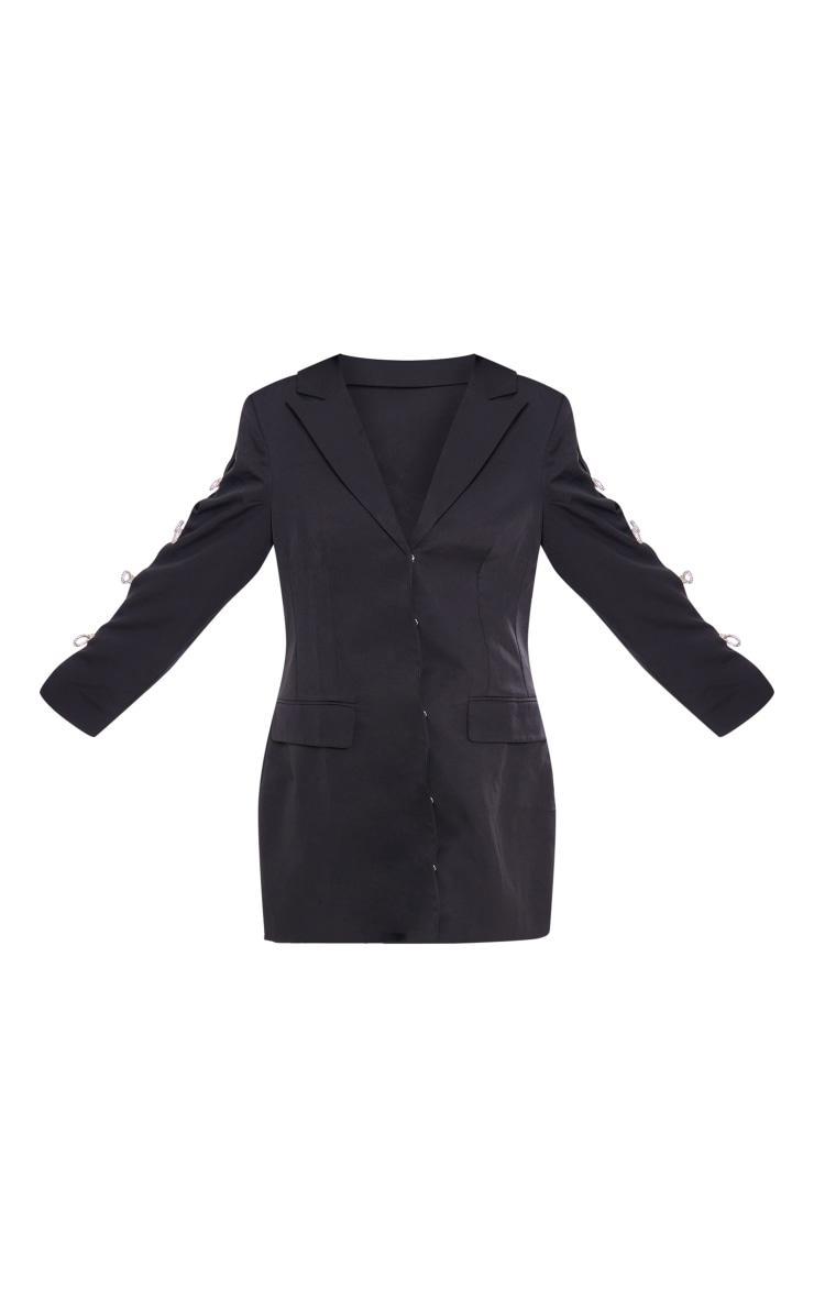 Plus Black Cut Out Diamante Sleeve Blazer Dress Product Image