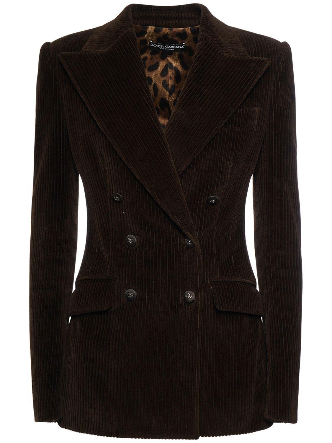 Double Breast Corduroy Jacket In Brown Product Image