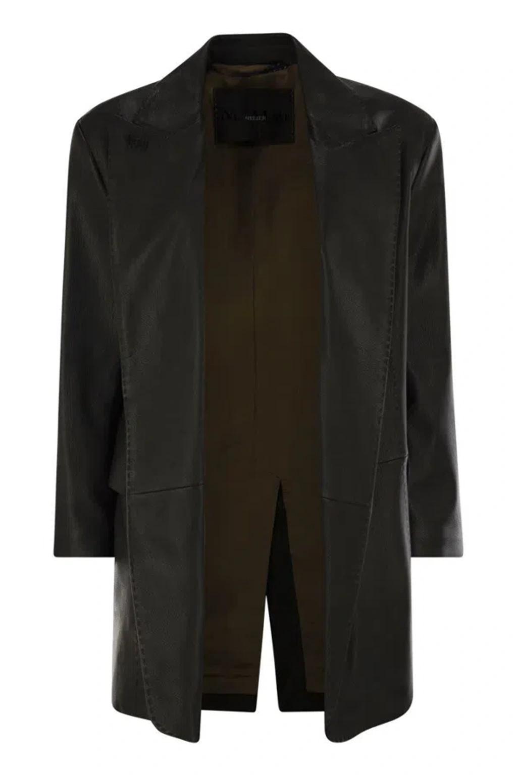 Ardea - Nappa Leather Oversized Blazer Coat In Black Product Image