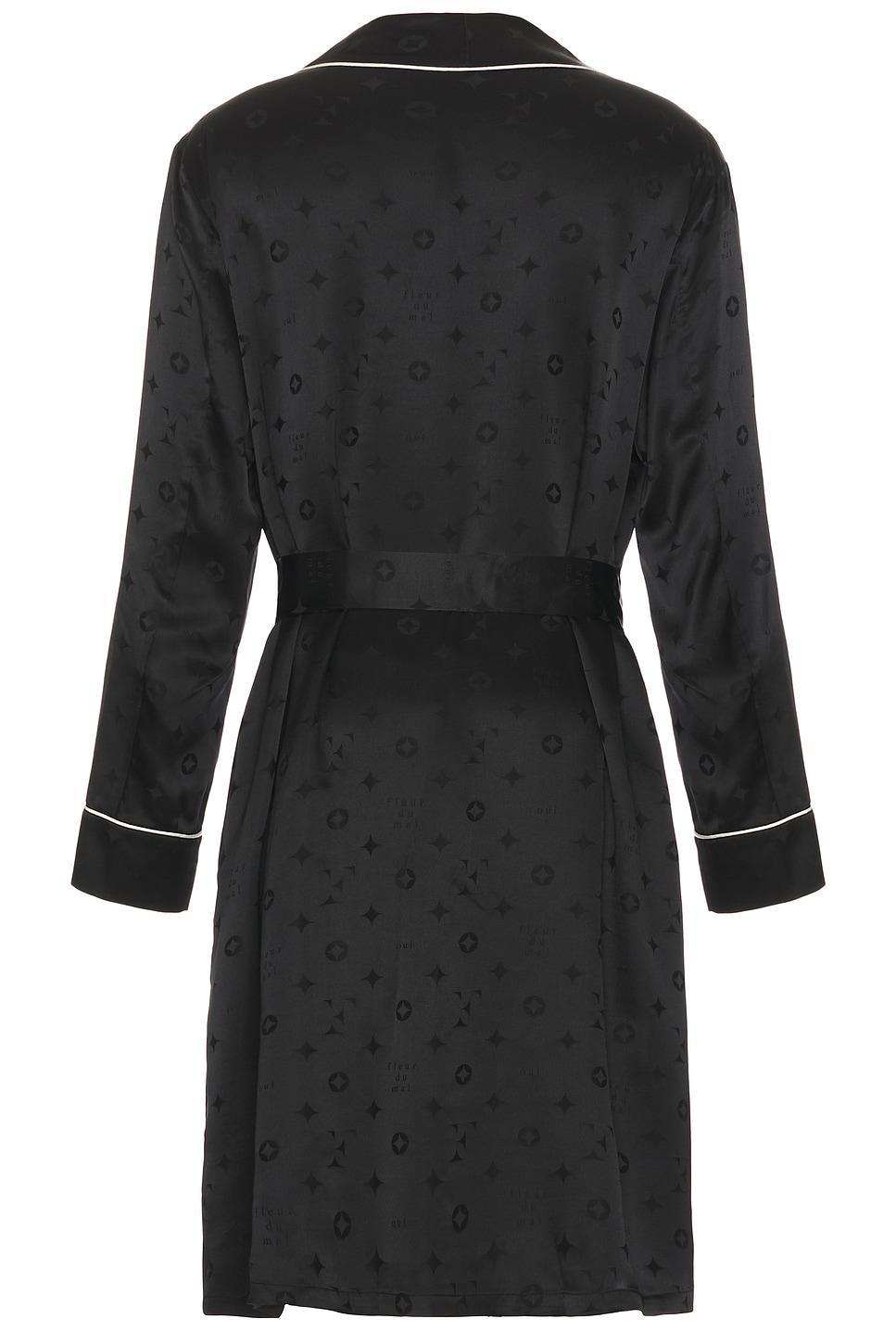 fleur du mal Men's Silk Jacquard Robe Black. (also in S/M). Product Image