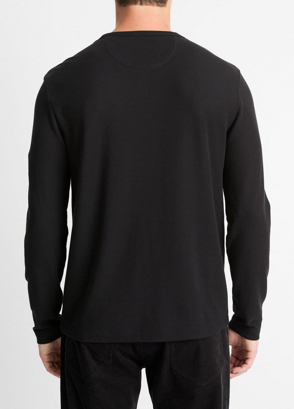 Mens Pima Cotton Piqu Long-Sleeve T-Shirt, Black, Size L Vince Product Image