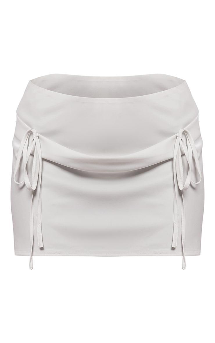 Cream Satin Bow Front Flippy Mini Skirt Product Image