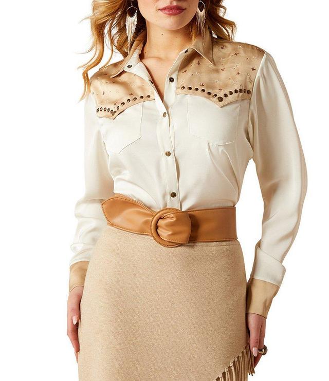 Ariat Wildhorse Satin Studded Western Yoke Long Sleeve Snap-Front Shirt Product Image