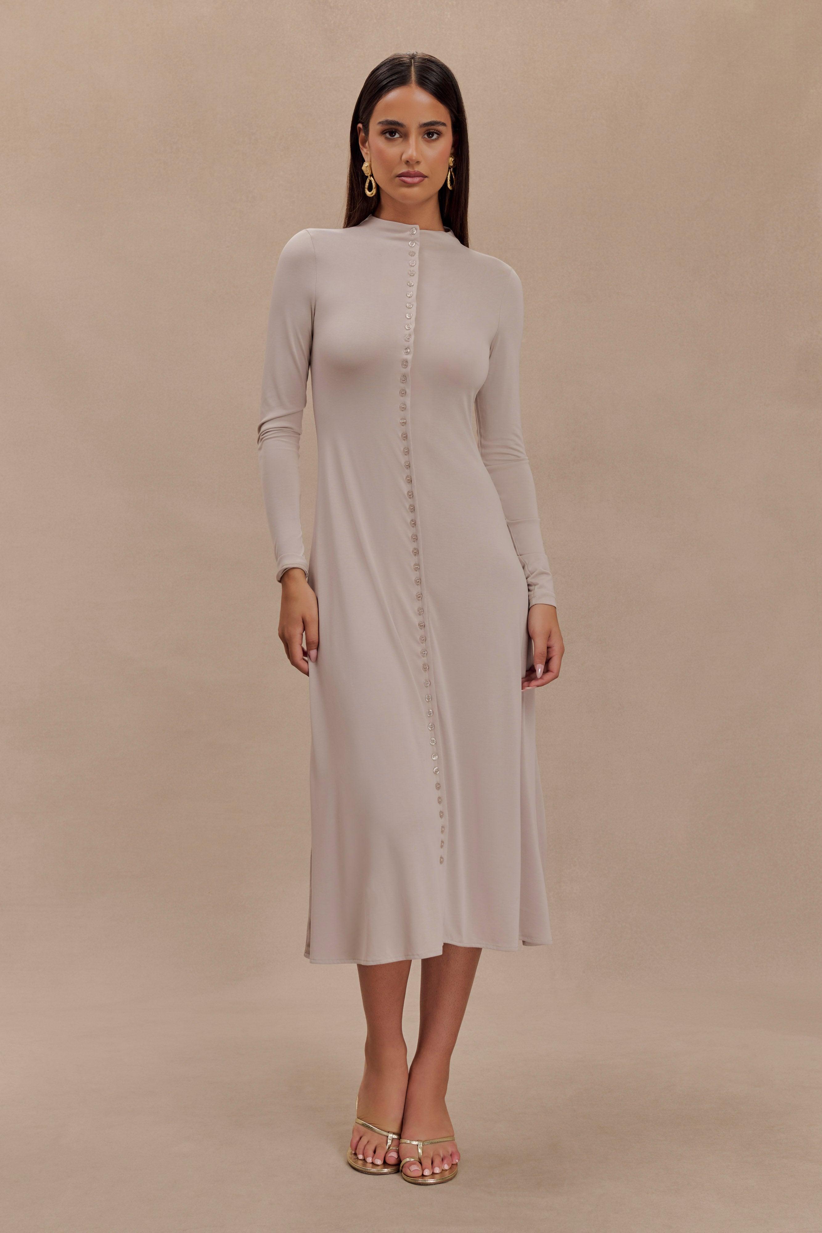 Anders Peached Jersey Midi Dress - Taupe Product Image