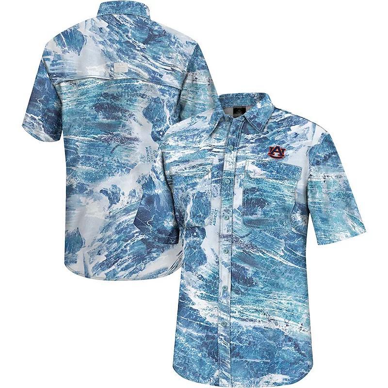 Mens Colosseum Blue Auburn Tigers Realtree Aspect Charter Full-Button Fishing Shirt Product Image