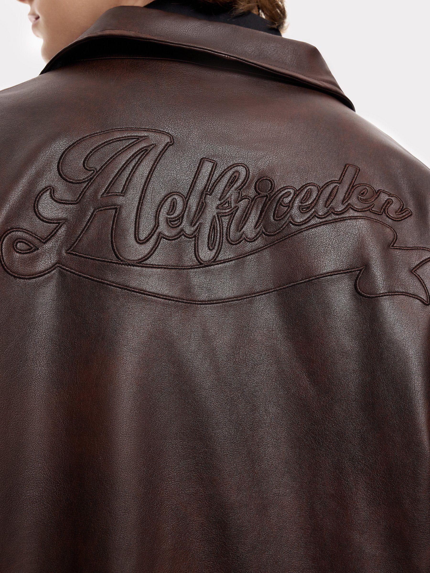 Aelfric Eden Embroidery Fold-Over Faux Leather Jacket Product Image