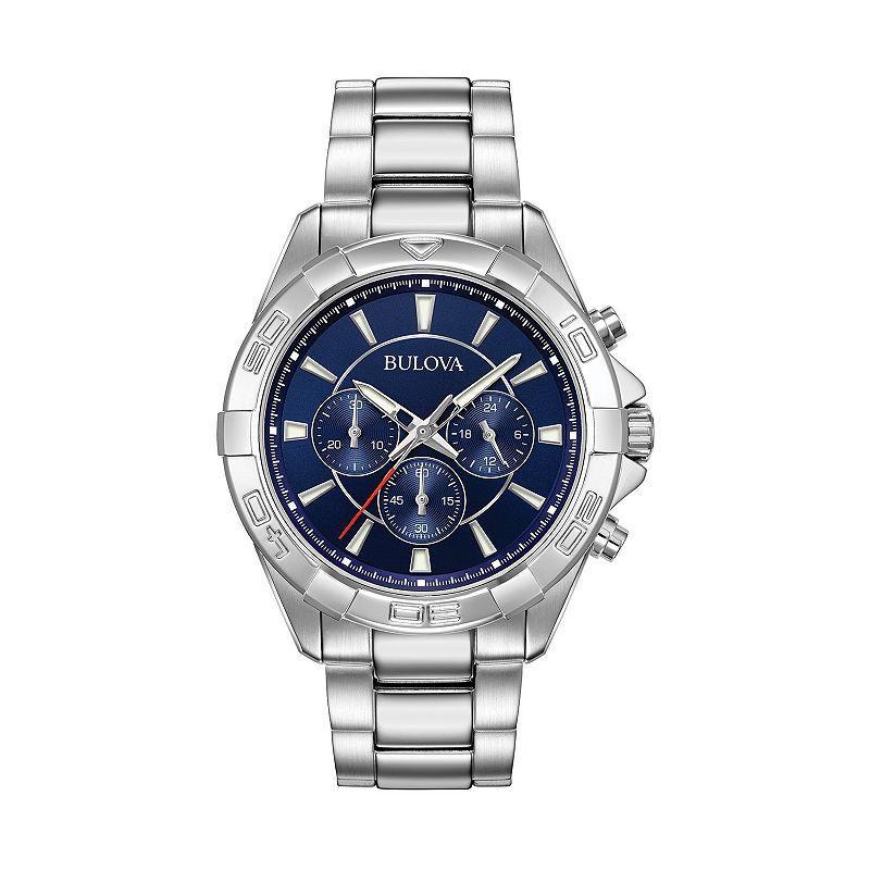 Bulova Mens Chronograph Sport Stainless Steel Watch - 96A215 Silver Tone Product Image