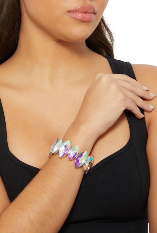 Iridescent Gemstone Statement Stretch Bracelet Female Product Image