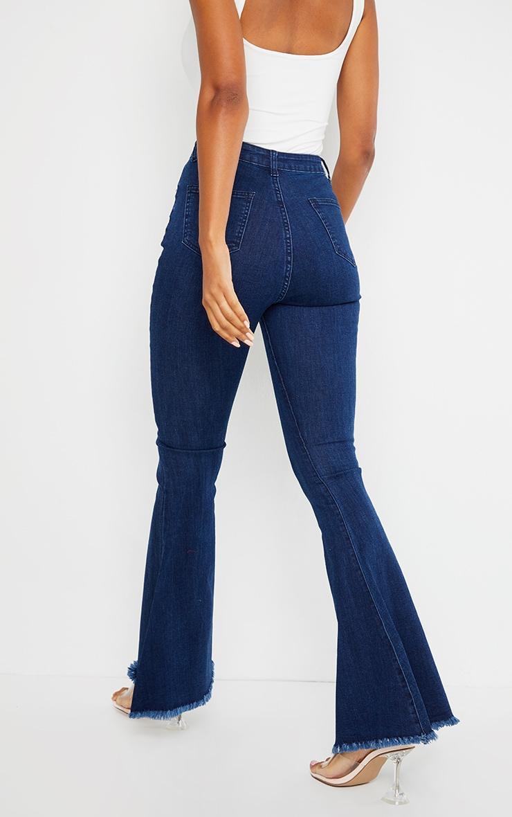 Indigo Raw Hem Extreme Bell Flare Jeans Product Image