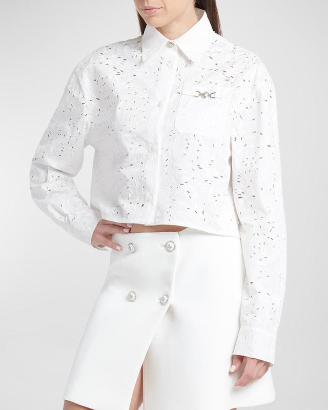 Medusa 95 Baroque Brodeire Anglaise Crop Collared Shirt Product Image