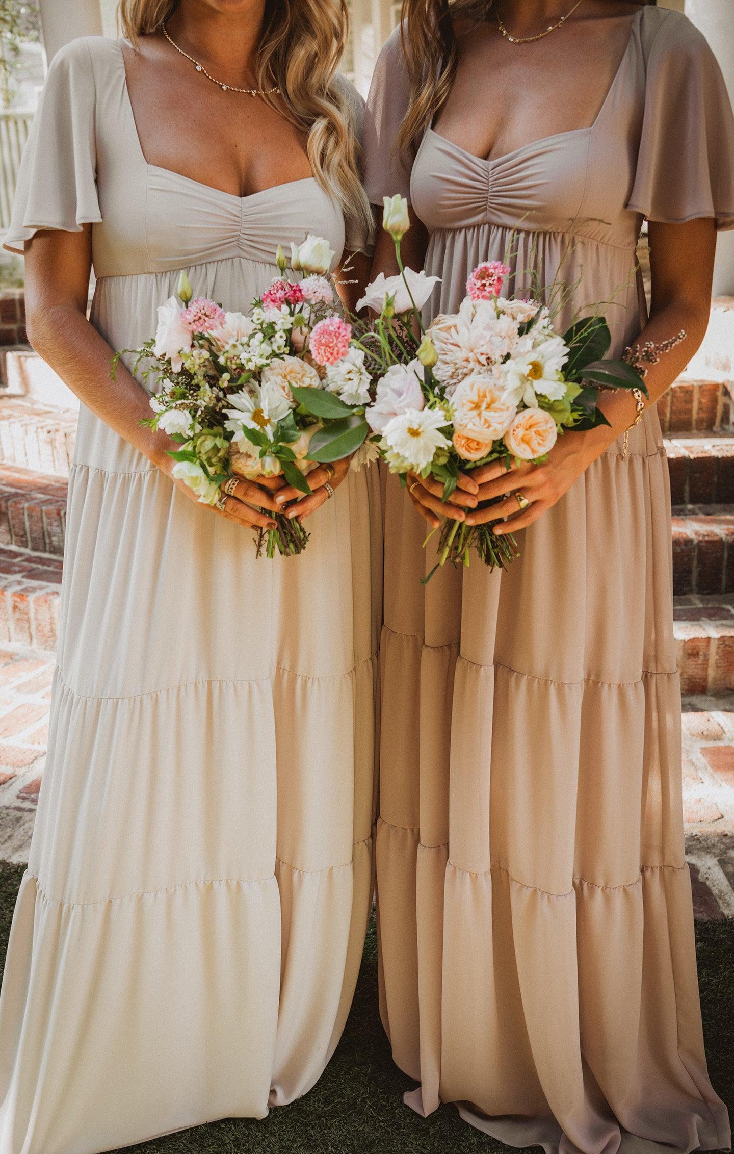 Nicole Maxi Dress ~ Soft Beige Chiffon Product Image