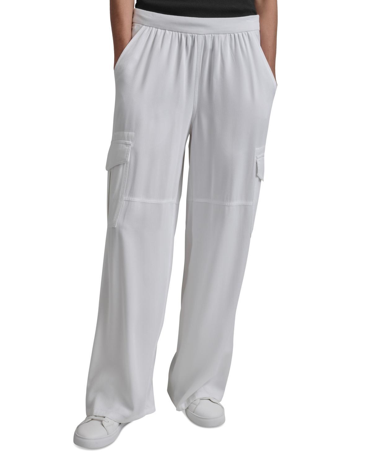 Dkny Womens Pull-On Twill Wide-Leg Cargo Pants product image