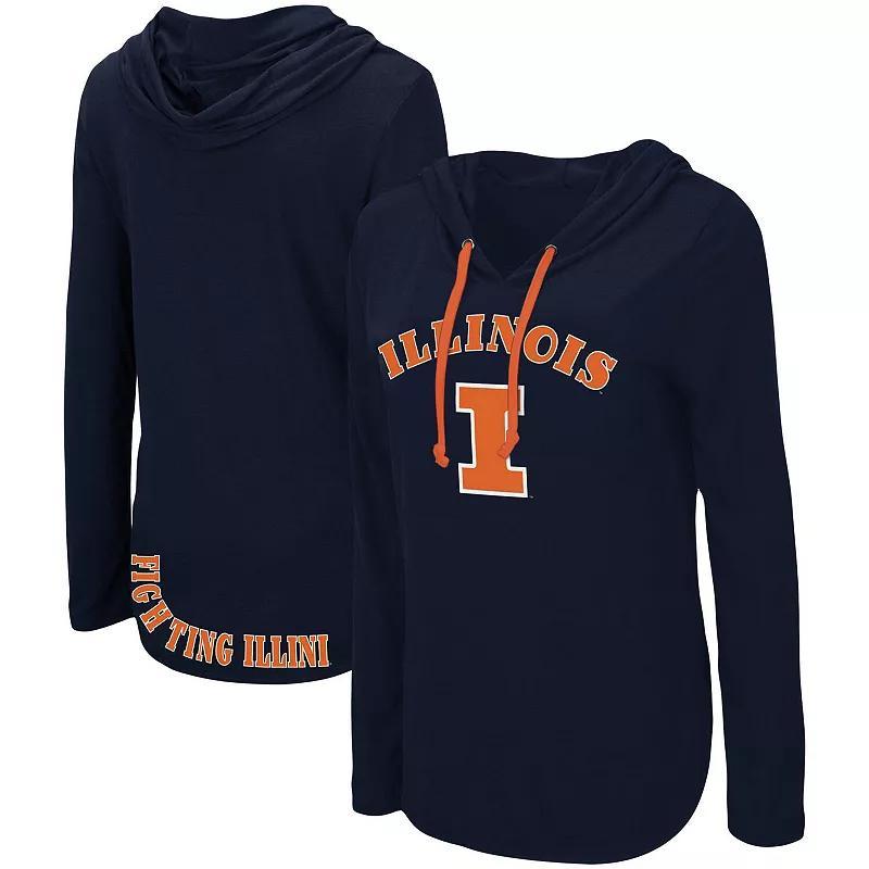 Womens Colosseum Illinois Fighting Illini My Lover Lightweight Hooded Long Sleeve T-Shirt Blue Product Image